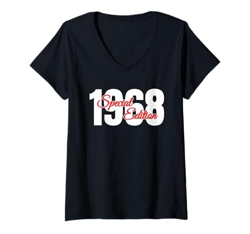 Damen Baujahr 1968 Geburtstag Geboren 1968 Jahrgang 1968 T-Shirt mit V-Ausschnitt Damen Baujahr 1968 Geburtstag Geboren 1968 Jahrgang 1968 T-Shirt mit V-Ausschnitt von Geburtstag 1968 Damen Jahrgang 1968 Herren