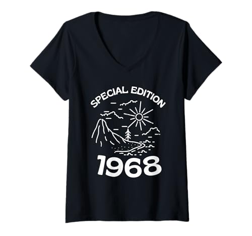 Damen Baujahr 1968 Geburtstag Geboren 1968 Jahrgang 1968 T-Shirt mit V-Ausschnitt Damen Baujahr 1968 Geburtstag Geboren 1968 Jahrgang 1968 T-Shirt mit V-Ausschnitt von Geburtstag 1968 Damen Jahrgang 1968 Herren
