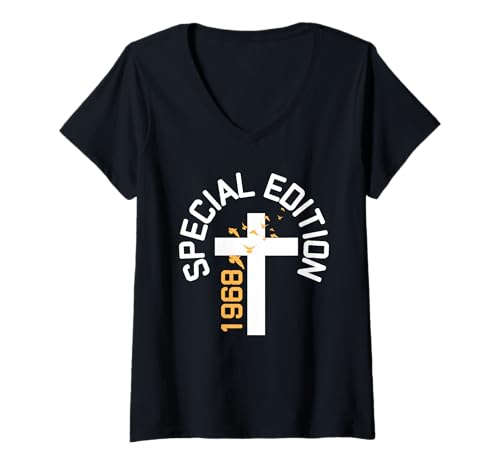 Damen Baujahr 1968 Geburtstag Geboren 1968 Jahrgang 1968 T-Shirt mit V-Ausschnitt Damen Baujahr 1968 Geburtstag Geboren 1968 Jahrgang 1968 T-Shirt mit V-Ausschnitt von Geburtstag 1968 Damen Jahrgang 1968 Herren