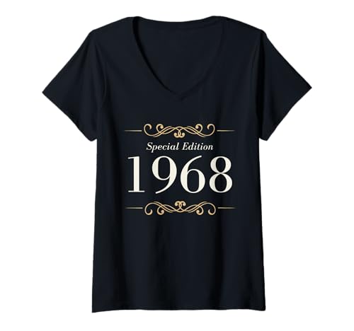 Damen Baujahr 1968 Geburtstag Geboren 1968 Jahrgang 1968 T-Shirt mit V-Ausschnitt Damen Baujahr 1968 Geburtstag Geboren 1968 Jahrgang 1968 T-Shirt mit V-Ausschnitt von Geburtstag 1968 Damen Jahrgang 1968 Herren