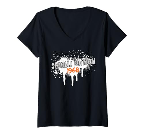 Damen Baujahr 1968 Geburtstag Geboren 1968 Jahrgang 1968 T-Shirt mit V-Ausschnitt Damen Baujahr 1968 Geburtstag Geboren 1968 Jahrgang 1968 T-Shirt mit V-Ausschnitt von Geburtstag 1968 Damen Jahrgang 1968 Herren
