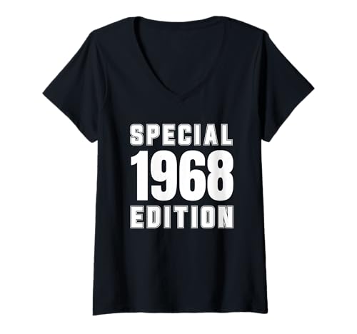 Damen Baujahr 1968 Geburtstag Geboren 1968 Jahrgang 1968 T-Shirt mit V-Ausschnitt Damen Baujahr 1968 Geburtstag Geboren 1968 Jahrgang 1968 T-Shirt mit V-Ausschnitt von Geburtstag 1968 Damen Jahrgang 1968 Herren