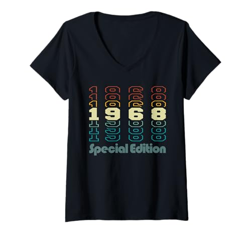 Damen Baujahr 1968 Geburtstag Geboren 1968 Jahrgang 1968 T-Shirt mit V-Ausschnitt Damen Baujahr 1968 Geburtstag Geboren 1968 Jahrgang 1968 T-Shirt mit V-Ausschnitt von Geburtstag 1968 Damen Jahrgang 1968 Herren