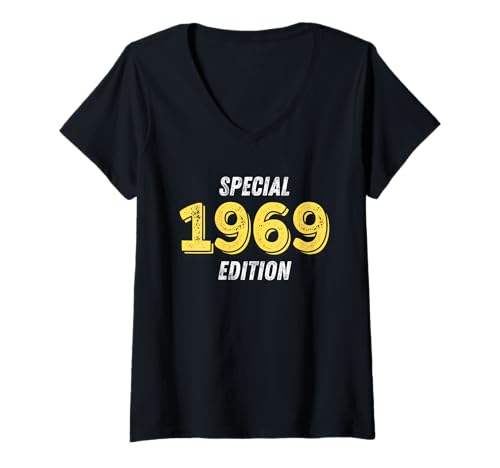 Damen Baujahr 1969 Geburtstag Geboren 1969 Jahrgang 1969 T-Shirt mit V-Ausschnitt Damen Baujahr 1969 Geburtstag Geboren 1969 Jahrgang 1969 T-Shirt mit V-Ausschnitt von Geburtstag 1969 Damen Jahrgang 1969 Herren