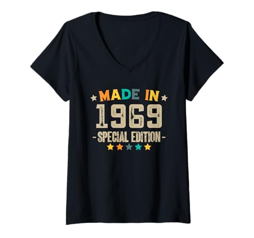Damen Baujahr 1969 Geburtstag Geboren 1969 Jahrgang 1969 T-Shirt mit V-Ausschnitt Damen Baujahr 1969 Geburtstag Geboren 1969 Jahrgang 1969 T-Shirt mit V-Ausschnitt von Geburtstag 1969 Damen Jahrgang 1969 Herren