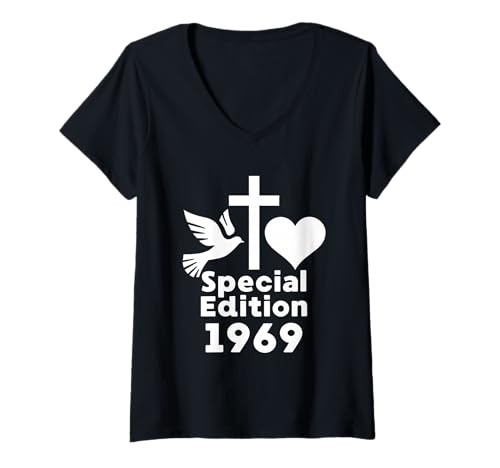 Damen Baujahr 1969 Geburtstag Geboren 1969 Jahrgang 1969 T-Shirt mit V-Ausschnitt Damen Baujahr 1969 Geburtstag Geboren 1969 Jahrgang 1969 T-Shirt mit V-Ausschnitt von Geburtstag 1969 Damen Jahrgang 1969 Herren