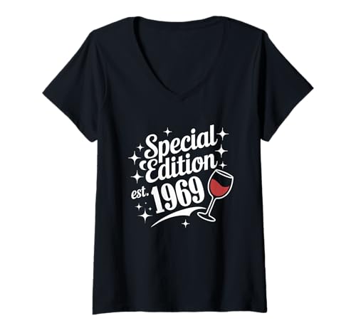 Damen Baujahr 1969 Geburtstag Geboren 1969 Jahrgang 1969 T-Shirt mit V-Ausschnitt Damen Baujahr 1969 Geburtstag Geboren 1969 Jahrgang 1969 T-Shirt mit V-Ausschnitt von Geburtstag 1969 Damen Jahrgang 1969 Herren