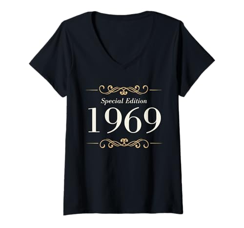 Damen Baujahr 1969 Geburtstag Geboren 1969 Jahrgang 1969 T-Shirt mit V-Ausschnitt Damen Baujahr 1969 Geburtstag Geboren 1969 Jahrgang 1969 T-Shirt mit V-Ausschnitt von Geburtstag 1969 Damen Jahrgang 1969 Herren