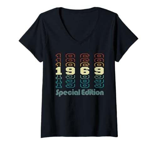 Damen Baujahr 1969 Geburtstag Geboren 1969 Jahrgang 1969 T-Shirt mit V-Ausschnitt Damen Baujahr 1969 Geburtstag Geboren 1969 Jahrgang 1969 T-Shirt mit V-Ausschnitt von Geburtstag 1969 Damen Jahrgang 1969 Herren