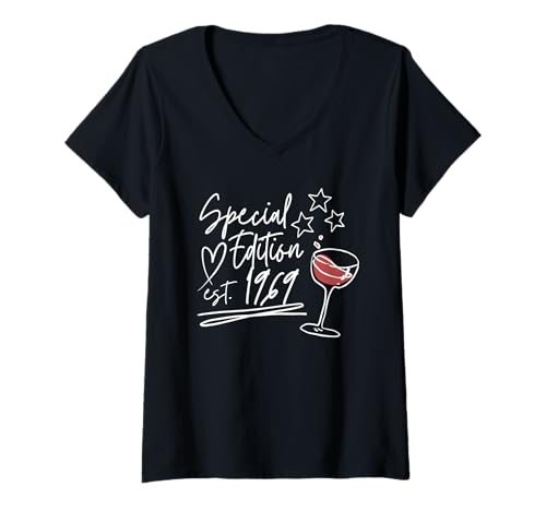 Damen Baujahr 1969 Geburtstag Geboren 1969 Jahrgang 1969 T-Shirt mit V-Ausschnitt Damen Baujahr 1969 Geburtstag Geboren 1969 Jahrgang 1969 T-Shirt mit V-Ausschnitt von Geburtstag 1969 Damen Jahrgang 1969 Herren