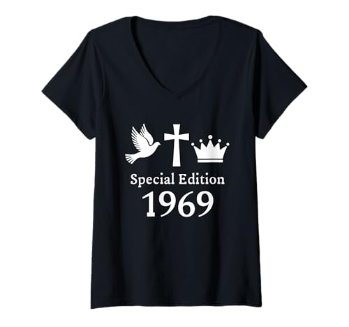 Damen Baujahr 1969 Geburtstag Geboren 1969 Jahrgang 1969 T-Shirt mit V-Ausschnitt Damen Baujahr 1969 Geburtstag Geboren 1969 Jahrgang 1969 T-Shirt mit V-Ausschnitt von Geburtstag 1969 Damen Jahrgang 1969 Herren