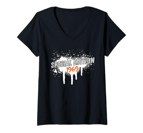 Damen Baujahr 1969 Geburtstag Geboren 1969 Jahrgang 1969 T-Shirt mit V-Ausschnitt Damen Baujahr 1969 Geburtstag Geboren 1969 Jahrgang 1969 T-Shirt mit V-Ausschnitt von Geburtstag 1969 Damen Jahrgang 1969 Herren