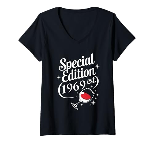 Damen Baujahr 1969 Geburtstag Geboren 1969 Jahrgang 1969 T-Shirt mit V-Ausschnitt Damen Baujahr 1969 Geburtstag Geboren 1969 Jahrgang 1969 T-Shirt mit V-Ausschnitt von Geburtstag 1969 Damen Jahrgang 1969 Herren