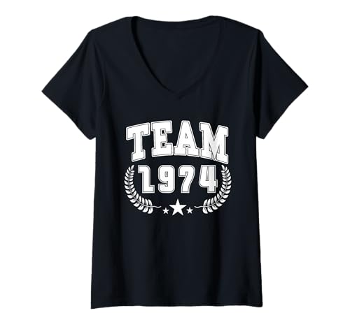 Damen 51 Jahre Jahrgang 1974 51. Geburtstag geboren 1974 T-Shirt mit V-Ausschnitt Damen 51 Jahre Jahrgang 1974 51. Geburtstag geboren 1974 T-Shirt mit V-Ausschnitt von Geburtstag 1974 Damen Jahrgang 1974 Herren