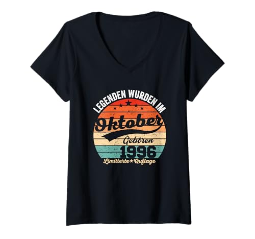Damen 29. Geburtstag Geschenk Mann Legenden Sind Im Oktober 1996 T-Shirt mit V-Ausschnitt Damen 29. Geburtstag Geschenk Mann Legenden Sind Im Oktober 1996 T-Shirt mit V-Ausschnitt von Geburtstag 29 Jahre Geschenk