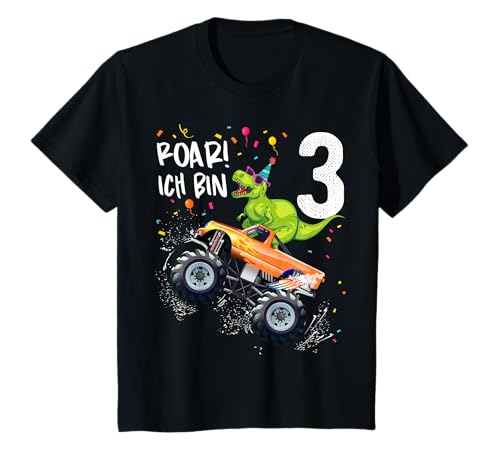 3 Jahre Geburtstag Dinosaurier Monster Truck Jungen Mädchen T-Shirt 3 Jahre Geburtstag Dinosaurier Monster Truck Jungen Mädchen T-Shirt von Geburtstag 3 Jahre Dinosaurier Monster Truck Shirt