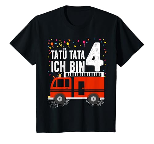 4 Geburtstag Feuerwehrauto Geschenk Junge 4 Feuerwehr Jungen T-Shirt 4 Geburtstag Feuerwehrauto Geschenk Junge 4 Feuerwehr Jungen T-Shirt von Geburtstag 4 Junge Feuerwehrmann Geschenke