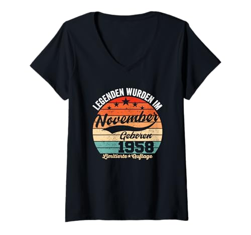 Damen 66. Geburtstag Geschenk Mann Legenden Sind Im November 1958 T-Shirt mit V-Ausschnitt Damen 66. Geburtstag Geschenk Mann Legenden Sind Im November 1958 T-Shirt mit V-Ausschnitt von Geburtstag 66 Jahre Geschenk