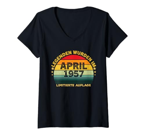 Damen 68. Geburtstag Geschenk Mann Legenden Sind Im April 1957 T-Shirt mit V-Ausschnitt Damen 68. Geburtstag Geschenk Mann Legenden Sind Im April 1957 T-Shirt mit V-Ausschnitt von Geburtstag 68 Jahre Geschenk