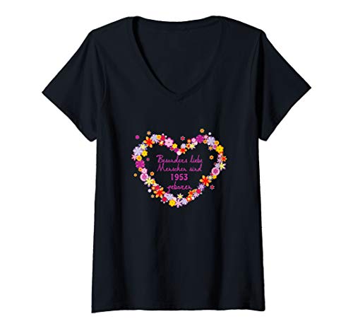 Damen Geburtstag Geschenk Jahrgang 1953 - Besonders liebe Menschen T-Shirt mit V-Ausschnitt von Geburtstag Besonders Jahrgang 1953