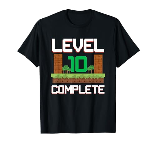 Gamer Kinder 10. Geburtstag Jungen 10 Jahre Level Complete T-Shirt von Geburtstag Designs Kinder Erwachsene Gamer