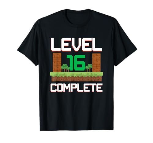 Gamer Kinder 16. Geburtstag Jungen 16 Jahre Level Complete T-Shirt von Geburtstag Designs Kinder Erwachsene Gamer