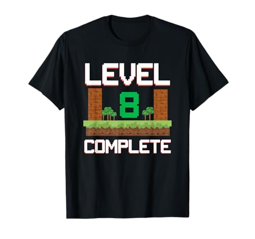 Gamer Kinder 8. Geburtstag Jungen 8 Jahre Level 8 Complete T-Shirt von Geburtstag Designs Kinder Erwachsene Gamer