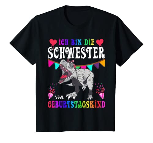 Kinder Schwester Vom Geburtstagskind Geburtstag Brille Dinosaurier T-Shirt Kinder Schwester Vom Geburtstagskind Geburtstag Brille Dinosaurier T-Shirt von Geburtstag Dinosaurier Geschenk