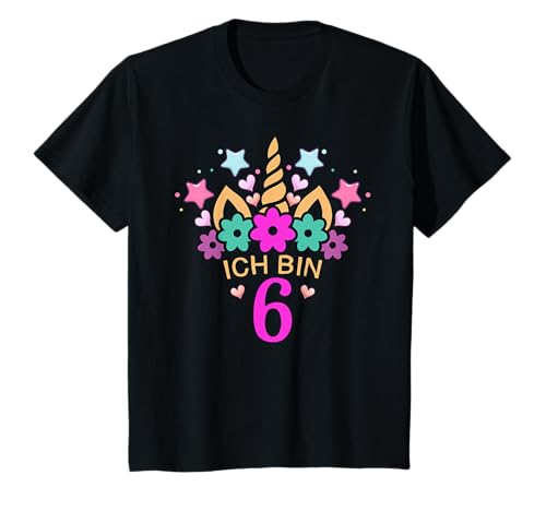 6. Geburtstag Mädchen Einhorn Ich Bin 6 Jahre alt T-Shirt von Geburtstag Einhorn Mädchen Ich Bin 6