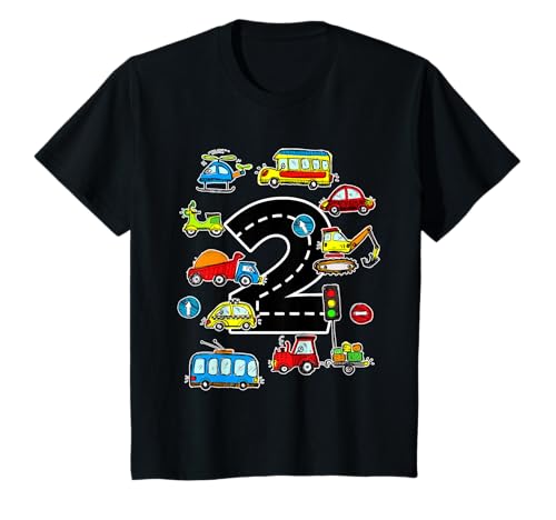 2 Jahre Fahrzeuge Jungen 2. Geburtstag Feuerwehrauto Bagger T-Shirt von Geburtstag Fahrzeuge 01