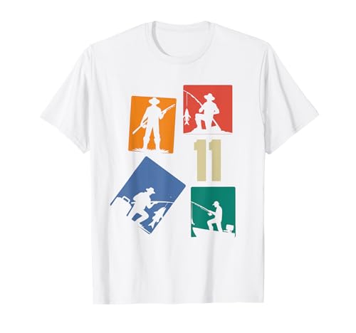 11. Geburtstag Angler Fischen 11 Jahre Jungs Fischer Retro T-Shirt von Geburtstag Fischen Geschenk Retro Jungs Männer