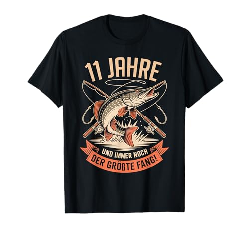11. Geburtstag Angler Fischen 11 Jahre Jungs Fischer Retro T-Shirt von Geburtstag Fischen Geschenk Retro Jungs Männer