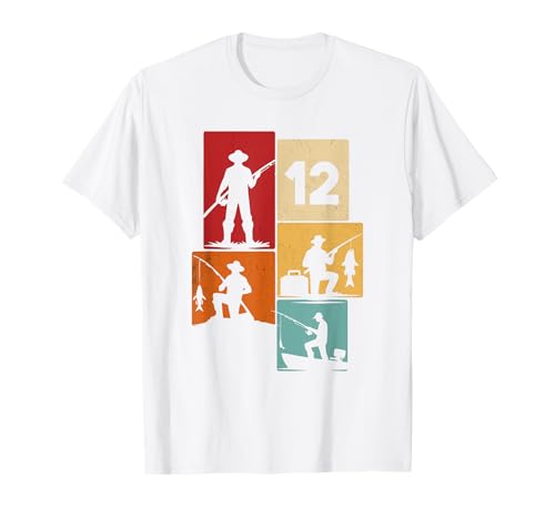 12. Geburtstag Angler Fischen 12 Jahre Jungs Fischer Retro T-Shirt von Geburtstag Fischen Geschenk Retro Jungs Männer