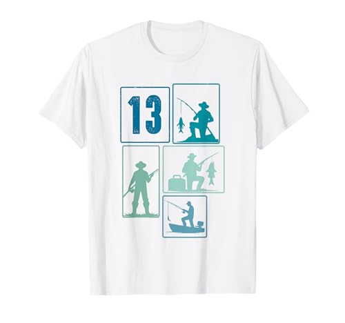 13. Geburtstag Angler Fischen 13 Jahre Jungs Fischer Retro T-Shirt von Geburtstag Fischen Geschenk Retro Jungs Männer