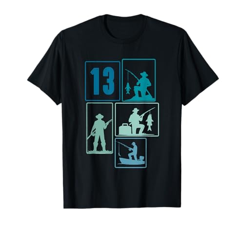 13. Geburtstag Angler Fischen 13 Jahre Jungs Fischer Retro T-Shirt von Geburtstag Fischen Geschenk Retro Jungs Männer