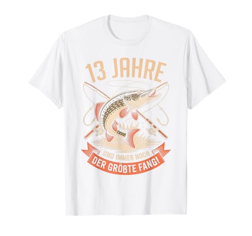 13. Geburtstag Angler Fischen 13 Jahre Jungs Fischer Retro T-Shirt von Geburtstag Fischen Geschenk Retro Jungs Männer