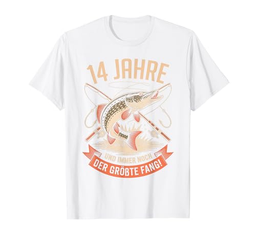 14. Geburtstag Angler Fischen 14 Jahre Jungs Fischer Retro T-Shirt von Geburtstag Fischen Geschenk Retro Jungs Männer