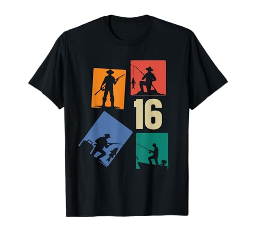 16. Geburtstag Angler Fischen 16 Jahre Jungs Fischer Retro T-Shirt von Geburtstag Fischen Geschenk Retro Jungs Männer