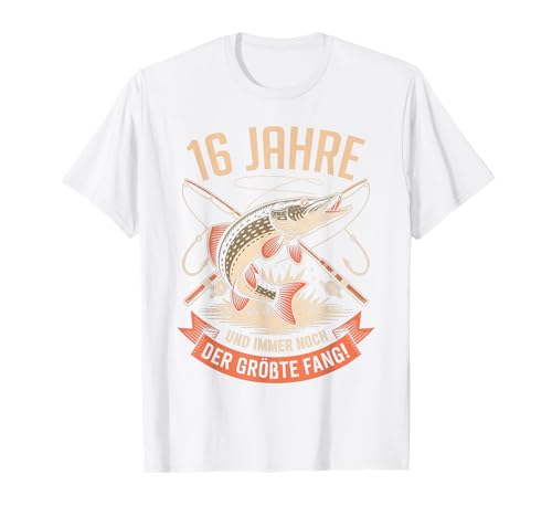16. Geburtstag Angler Fischen 16 Jahre Jungs Fischer Retro T-Shirt von Geburtstag Fischen Geschenk Retro Jungs Männer