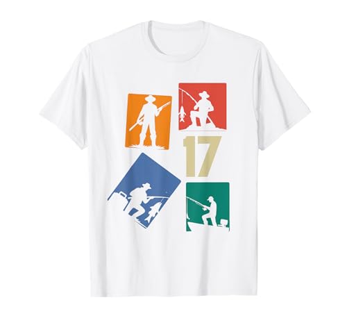 17. Geburtstag Angler Fischen 17 Jahre Jungs Fischer Retro T-Shirt von Geburtstag Fischen Geschenk Retro Jungs Männer