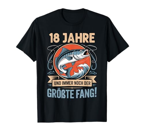 18. Geburtstag Angler Fischen 18 Jahre Männer Fischer Retro T-Shirt von Geburtstag Fischen Geschenk Retro Jungs Männer