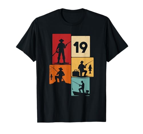 19. Geburtstag Angler Fischen 19 Jahre Männer Fischer Retro T-Shirt von Geburtstag Fischen Geschenk Retro Jungs Männer