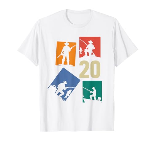20. Geburtstag Angler Fischen 20 Jahre Männer Fischer Retro T-Shirt von Geburtstag Fischen Geschenk Retro Jungs Männer