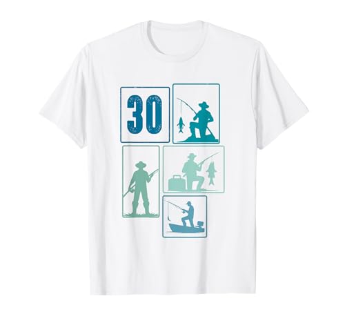 30. Geburtstag Angler Fischen 30 Jahre Männer Fischer Retro T-Shirt von Geburtstag Fischen Geschenk Retro Jungs Männer