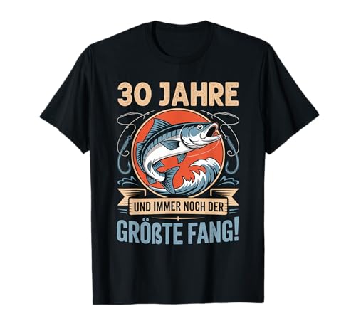 30. Geburtstag Angler Fischen 30 Jahre Männer Fischer Retro T-Shirt von Geburtstag Fischen Geschenk Retro Jungs Männer