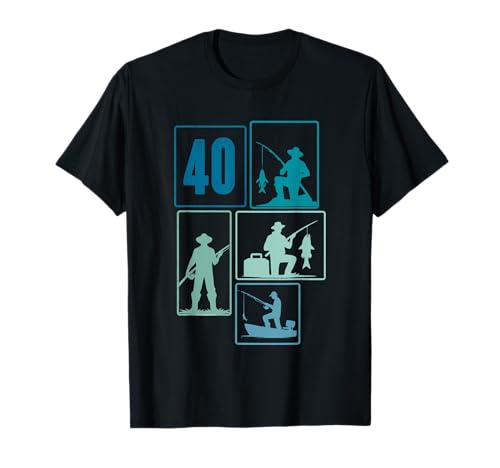 40. Geburtstag Angler Fischen 40 Jahre Männer Fischer Retro T-Shirt von Geburtstag Fischen Geschenk Retro Jungs Männer