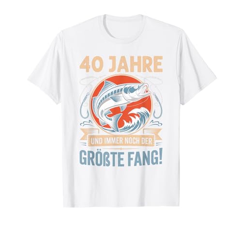 40. Geburtstag Angler Fischen 40 Jahre Männer Fischer Retro T-Shirt von Geburtstag Fischen Geschenk Retro Jungs Männer