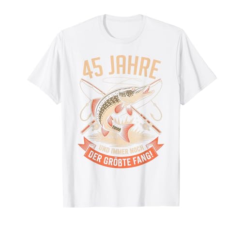 45. Geburtstag Angler Fischen 45 Jahre Männer Fischer Retro T-Shirt von Geburtstag Fischen Geschenk Retro Jungs Männer