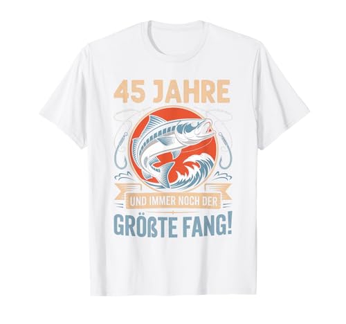 45. Geburtstag Angler Fischen 45 Jahre Männer Fischer Retro T-Shirt von Geburtstag Fischen Geschenk Retro Jungs Männer