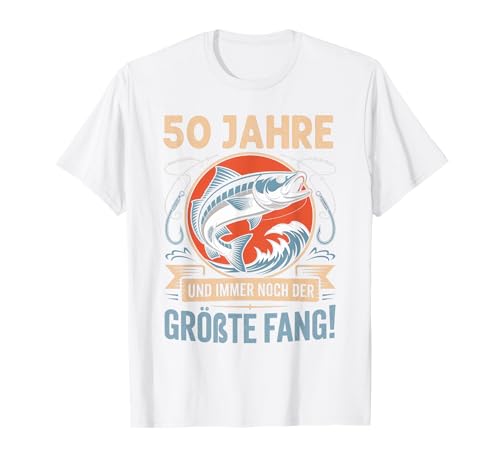 50. Geburtstag Angler Fischen 50 Jahre Männer Fischer Retro T-Shirt von Geburtstag Fischen Geschenk Retro Jungs Männer